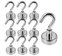 INCNMAD Ganchos Magnéticos 10 Piezas 20 mm Imanes Neodimio Gancho Desmontable Ganchos con Imán Potente para Cruceros, Barbacoa, Cocina, Frigoríficos, Taller, Camper o Furgoneta, Plata