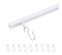 INCREWAY 1 unidad de riel de cortina adhesivo para techo, kit de riel de cortina de plástico para separar ambientes con ganchos para baño, sala de estar, dormitorio, ventana