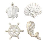 INCREWAY Pomos para gabinete, paquete de 4 manijas retro del océano, manijas costeras de hierro fundido, para armario, playa, cajón temático, manijas de tortuga, ballenas marinas