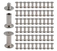 INCREWAY Tornillos Phillips, 60 Juegos 5mm X 12mm Niquelado Chicago Binding Tornillos Redondos Cabeza Cruzada Stud Postes Clavo Remache Chicago Botón, Tono Plata