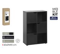 Inde - Estante Cubo con 3 Puertas y 6 Compartimentos, Mueble para Almacenamiento, 60 x 29 x 90 cm