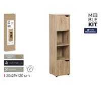 Inde Estantería Cubo 4 Compartimentos con 2 Puertas Mueble Kit, 30x29x120 cm