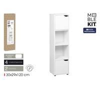Inde Estantería Cubo 4 Compartimentos con 2 Puertas Mueble Kit, 30x29x120 cm