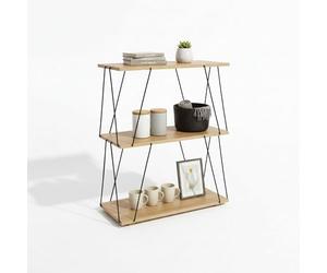 INDE MOBLEKIT | Estantería 3 Baldas de Madera y Metal Negro 60x30x71.2 cm, Estantería Baja Moderna con Acabado Mate, Mueble Almacenaje Multiusos para Libros, Salón, Cocina o Dormitorio