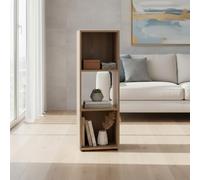 INDE MOBLEKIT | Estantería Cubo 3 Compartimentos 31x29.7x91.2 cm, Estantería Vertical Roble para Libros o Cocina, Mueble Auxiliar Estrecho para Estanterías Almacenaje y Decoración