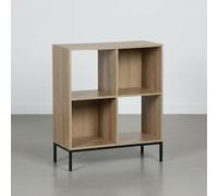 INDE MOBLEKIT | Estantería Cubo 4 Compartimentos 60×29×72 cm, Estantería de Madera con Patas Metálicas, Mueble de Almacenaje para Libros y Decoración, Librería Auxiliar Moderna para Hogar u Oficina