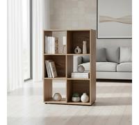 INDE MOBLEKIT | Estantería Cubo 6 Compartimentos 61.2x29.7x91.2 cm, Estantería Modular Roble, Librería Infantil o Mueble Auxiliar Cocina, Mueble de Madera para Almacenaje Hogar