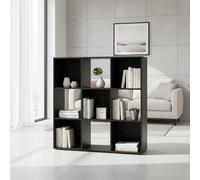 INDE MOBLEKIT | Estantería Cubo 9 Compartimentos 91.2x29.7x91.2 cm, Librería Modular Negra, Estantería Madera para Libros, Mueble Almacenaje Ideal para Dormitorio o Almacenaje Cocina