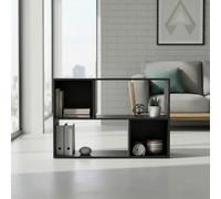 INDE MOBLEKIT | Estantería Cubo Rectangular 4 Compartimentos 85x30x59 cm, Estantería Baja Negra de Madera, Mueble Almacenaje para Dormitorio, Entrada o Mueble de Cocina Compacta