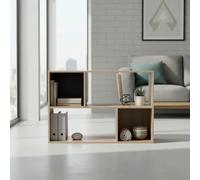 INDE MOBLEKIT | Estantería Cubo Rectangular 4 Compartimentos 85x30x59 cm, Estantería Baja Roble de Madera, Mueble Almacenaje para Dormitorio, Entrada o Mueble Cocina Compacta