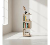 INDE MOBLEKIT | Estantería de Madera y Metal 3 Cubos 30x30x90 cm Roble y Negro, Estantería Vertical Abierta con Compartimentos para Libros, Decoración o Oficina