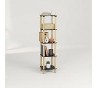 INDE MOBLEKIT | Estantería Estrecha de Madera Negro Mate 5 Niveles 35×35×138 cm, Librería Vertical con Baldas para Libros y Decoración, Mueble Auxiliar para Salón o Recibidor, Montaje sin Tornillos