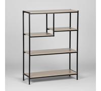 INDE MOBLEKIT | Estantería Multiusos 5 Niveles 75×30×100 cm, Estantería Metálica y de Madera con Baldas Abiertas, Mueble Auxiliar para Almacenaje en Salón, Oficina o Cocina, Diseño Moderno y Estable