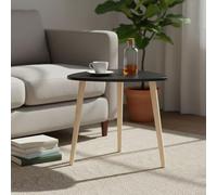 INDE MOBLEKIT | Mesa Auxiliar Madera Negra 48 cm con 3 Patas, Mesita Auxiliar Salón Dormitorio, Mesa de Noche Estilo Nórdico para Sofá, Cama o Rincón, Mesas Auxiliares para Hogar Moderno