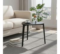 INDE MOBLEKIT | Mesa de Centro Madera Negra 40 cm, Mesita Auxiliar Trapezoidal de 3 Patas, Mesa Compacta y Funcional para Salón o Dormitorio