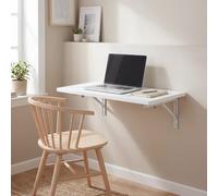 INDE MOBLEKIT | Mesa de Pared Plegable 80x40 cm Blanca, Escritorio Abatible de Madera para Cocina, Estudio o Home Office, Mesa Auxiliar Ahorra Espacio con Soportes Metálicos, Instalación Mural