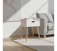 INDE MOBLEKIT | Mesita de Noche Blanca con Cajón y Tirador Negro, 40x30x60 cm, Mesilla Estilo Nórdico para Dormitorio, Mesa Auxiliar Madera Blanca Compacta, Mesitas de Noche Modernas