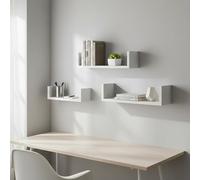 INDE MOBLEKIT | Set 3 Estantería Flotante Cuadrada Blanca 42x34x26 cm de Madera Acabado Mate, Baldas Flotantes de Pared, Estantería Blanca Moderna y Decorativa