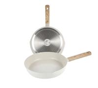 INDE QUTTIN - Sartén Ecook 20 cm Antiadherente Cerámica PFAS Free, Aluminio Reciclado, Sin Tóxicos, Apta para Inducción Gas Vitro Eléctrico Halógeno, Mango Detalle en Madera
