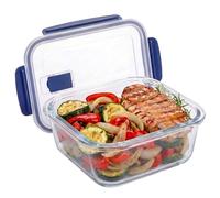 INDE SANTA CLARA | Fiambrera Hermética Cuadrada de Vidrio Borosilicato 550 ml Freshlock con Válvula, Recipiente para Alimentos Apto Microondas y Lavavajillas, Tupper de Cristal para Cocina y Hogar