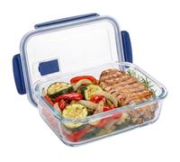 INDE SANTA CLARA | Fiambrera Hermética Rectangular 1 L de Vidrio Borosilicato Freshlock con Válvula, Recipiente para Alimentos con Tapa Antifugas, Apta Microondas, Horno y Lavavajillas