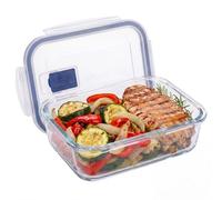INDE SANTA CLARA | Fiambrera Hermética Rectangular 375 ml Freshlock de Vidrio Borosilicato con Válvula, Recipiente para Alimentos Apto Microondas, Horno y Lavavajillas, Tupper Cocina y Hogar
