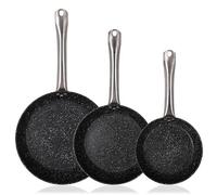 INDE SANTA CLARA | Juego de Sartenes Platinum Pack 3 (20, 24 y 28 cm) aluminio forjado 2,6 mm con mango de acero, sartenes antiadherentes full induction, aptas para inducción, gas, vitro y eléctrica