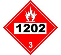 INDIGOS UG - Adhesivo de seguridad - Advertencia - UN # 1202 Líquido inflamable clase 3 Placard 273,05 mm x 273,05 mm - Oficina - Empresa - Escuela