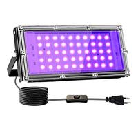 Indmird Luz Negra Ultravioleta 50W, luz negra UV con Enchufe,395-400nm Foco uv IP66 Impermeable Luces ultravioleta para GLOW Fiesta,Bar,Halloween,Fiesta,Neón,Black light Party,Discoteca