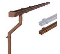 INEFA Kit de canalón PVC para caseta de jardín, cochera y terraza, DN83 / canalón rectangular 83 mm 5 m marrón 1 lado de tejado, canalón de plástico ideal para cenador