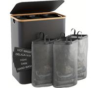 INF Cesto de lavandería multifuncional con 3 bolsas de malla y etiquetas de clasificación - Cesta de almacenamiento plegable de tela Oxford