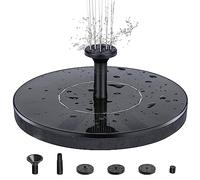 INF Fuente solar, bomba de estanque solar con 4 estilos de fuente, bomba de agua solar con luces LED blancas, bomba de fuente flotante solar para baño de pájaros de jardín 18 cm