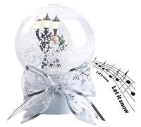 Infactory Globos de Nieve de Navidad - Bolas: Globo de Nieve con Papá Noel Cantando, Mini farola de Calle con Leds, Activa luz, Sonido y torbellino de Nieve al Tocar (Bola música y luz, iluminada)