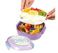 infantil de 2 capas con tapa, cuchara y tenedor a prueba de fugas
