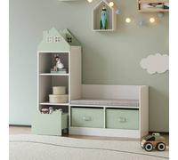infantil Vipsali con estante en diseño de casa, 2 cajas plegables, 100 x 30 cm