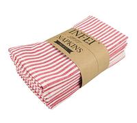 INFEI Juego de 12 servilletas de Tela de Lino y algodón a Rayas Lisas, 40 x 30 cm, para Eventos y Uso doméstico (Rojo)