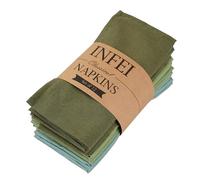 INFEI Juego de 12 servilletas Finas de Mezcla de Lino de Color Liso, 40 x 40 cm, para Eventos y Uso doméstico (Verde múltiple)