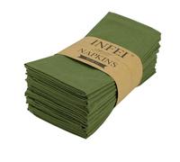 INFEI Servilletas de Tela de algodón de Color sólido, Juego de 12 (17 x 17 Pulgadas), para Eventos y Uso doméstico (Verde Militar)