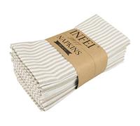 INFEI Servilletas de Tela de Cena de algodón de Lino Liso Liso a Rayas - Juego de 12 (40 x 30 cm) - para Eventos y Uso doméstico (Beige)