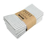 INFEI Servilletas de Tela de Cena de algodón de Lino Liso Liso a Rayas - Juego de 12 (40 x 30 cm) - para Eventos y Uso doméstico (océano)