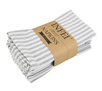 INFEI Servilletas de Tela de Cena de algodón de Lino Liso Liso a Rayas - Juego de 12 (40 x 30 cm) - para Eventos y Uso doméstico (Gris)