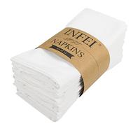INFEI Servilletas de Tela de Cena de Color Liso, Juego de 12 (15.7 x 11.8 Pulgadas), servilleta de Mesa de Cocina de algodón Reutilizable, para Fiestas, hoteles y Uso doméstico (Blanco)