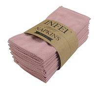 INFEI Servilletas de Tela de Cena de Color Liso, Juego de 12 (16.9 x 16.9 Pulgadas), servilleta de Mesa de Cocina de algodón Reutilizable, para Fiestas, hoteles y Uso doméstico (Rosa empolvado)