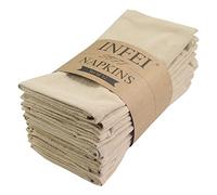 INFEI Servilletas de Tela de Cena de Color Liso, Juego de 12 (16.9 x 16.9 Pulgadas), servilleta de Mesa de Cocina de algodón Reutilizable, para Fiestas, hoteles y Uso doméstico (Lino)