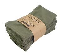 INFEI Servilletas de Tela de Cena de Color Liso, Juego de 12 (16.9 x 16.9 Pulgadas), servilleta de Mesa de Cocina de algodón Reutilizable, para Fiestas, hoteles y Uso doméstico (Verde Ejército)