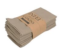 INFEI Servilletas de Tela de Cena de Lino de Color Liso Suave - Juego de 12 (40 x 40 cm) - para Eventos y Uso doméstico (Caqui)