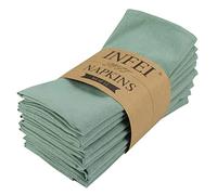 INFEI Servilletas de Tela de Cena de Lino de Color Liso Suave - Juego de 12 (40 x 40 cm) - para Eventos y Uso doméstico (Verde Salvia)