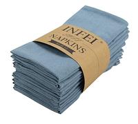 INFEI Servilletas de Tela de Cena de Lino de Color Liso Suave - Juego de 12 (40 x 40 cm) - para Eventos y Uso doméstico (Azul aireado)