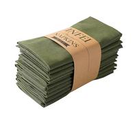 INFEI Servilletas Finas de Mezcla de Lino y poliéster de Color Liso, Paquete de 12 Unidades (40 x 40 cm), para Eventos y Uso doméstico (Verde Militar)