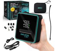 Inflador de neumáticos INFLATiQ by RIMiQ - Potente y galardonada tecnología QWIKFLOW con 2 opciones de energía portátiles incluidas, bomba de aire fuerte para vehículos, camiones, automóviles
